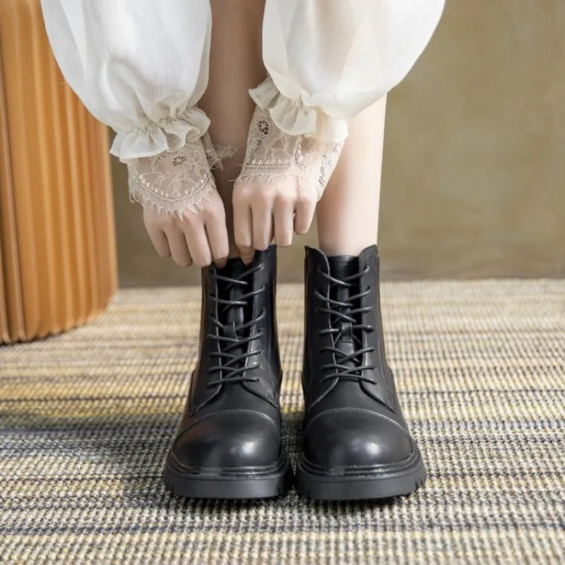 Trendy Combat Style Lace-up Thick-soled Boots for Women