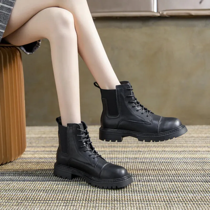 Trendy Combat Style Lace-up Thick-soled Boots for Women