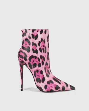 Varana Leopard Print Ankle Boots In Pink
