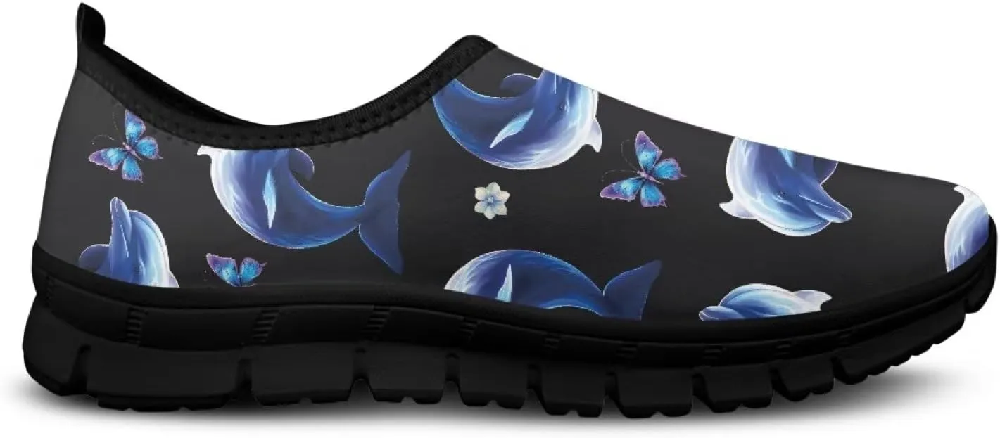 Walking Shoes for Women Casual Fashion Sneakers Women's Comfortable Lightweight Loafers Slip On Flat Shoes Black Sole