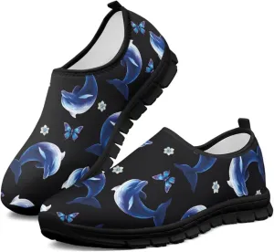 Walking Shoes for Women Casual Fashion Sneakers Women's Comfortable Lightweight Loafers Slip On Flat Shoes Black Sole