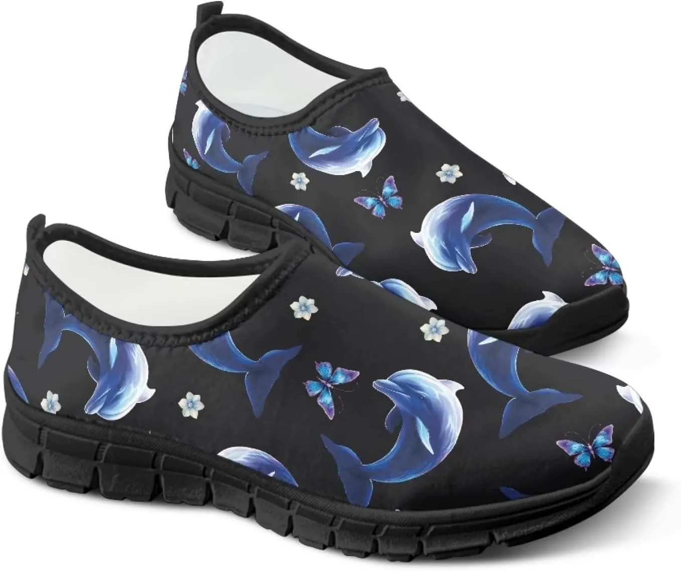 Walking Shoes for Women Casual Fashion Sneakers Women's Comfortable Lightweight Loafers Slip On Flat Shoes Black Sole