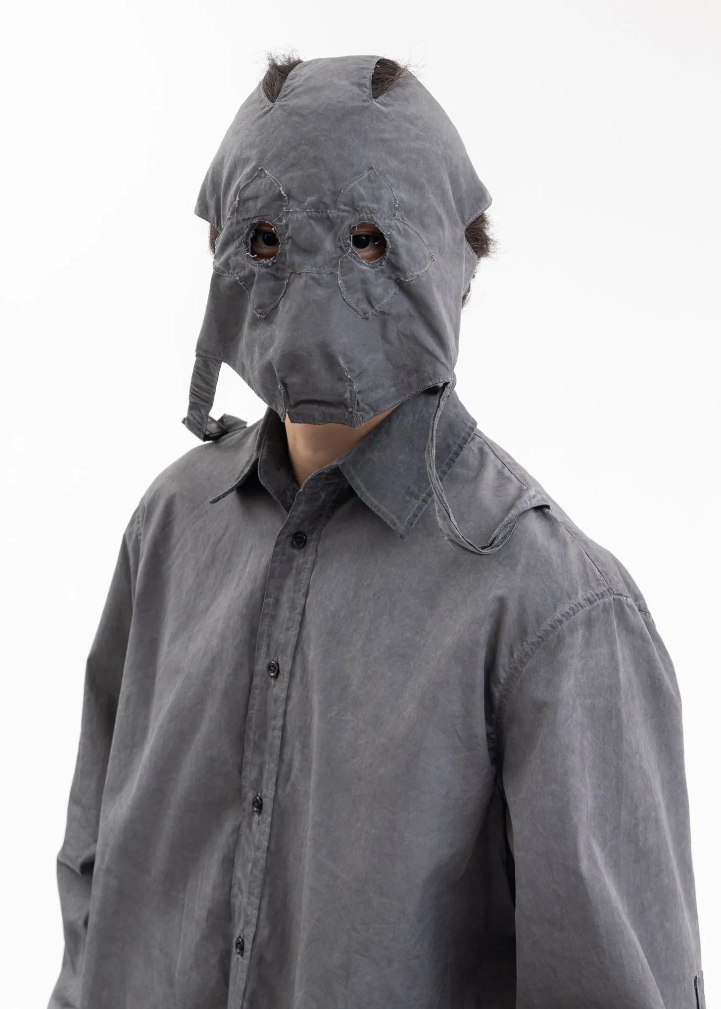 WASH BLACK FLOWER MASK LS SHIRT