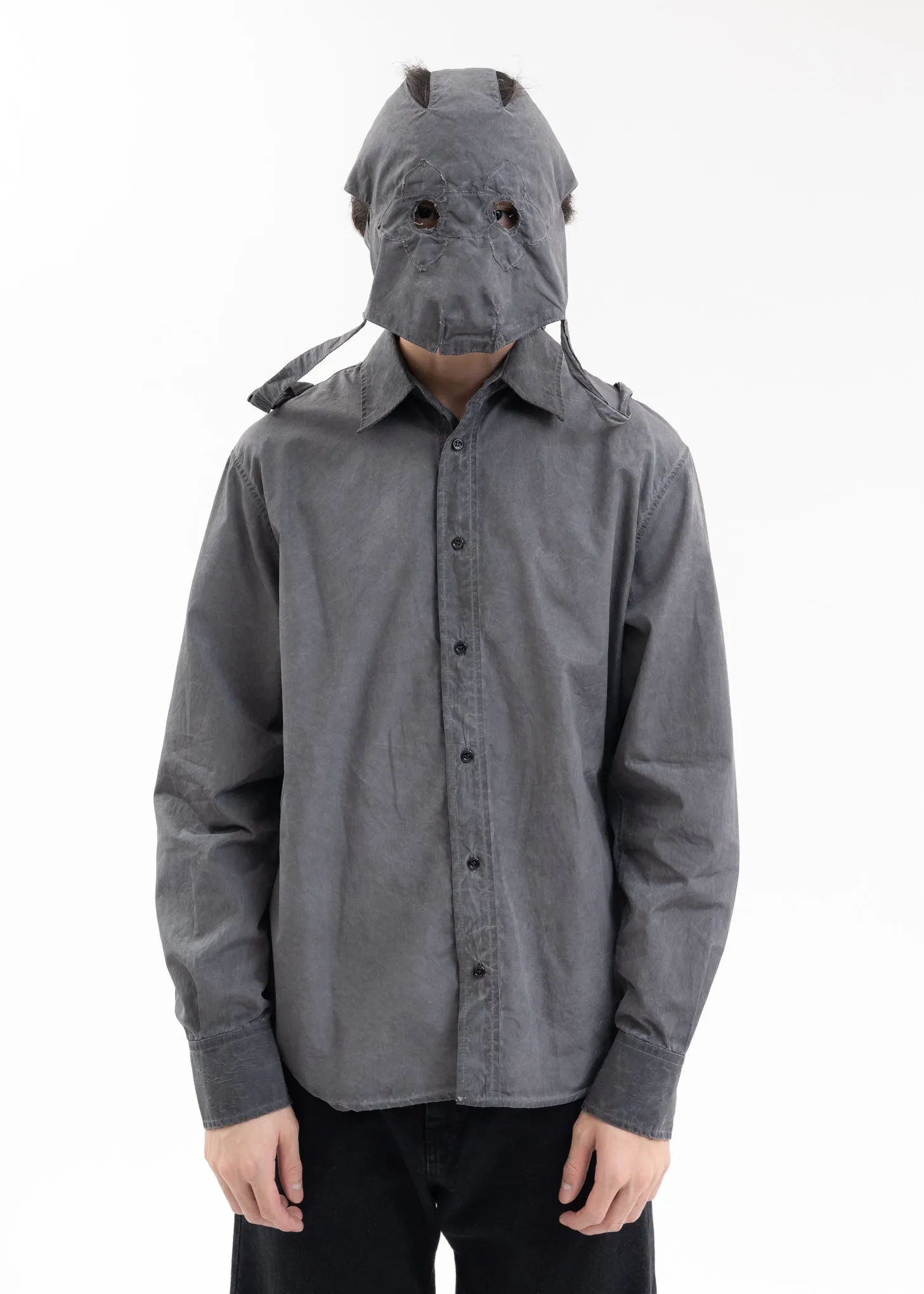 WASH BLACK FLOWER MASK LS SHIRT