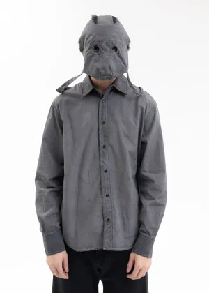 WASH BLACK FLOWER MASK LS SHIRT