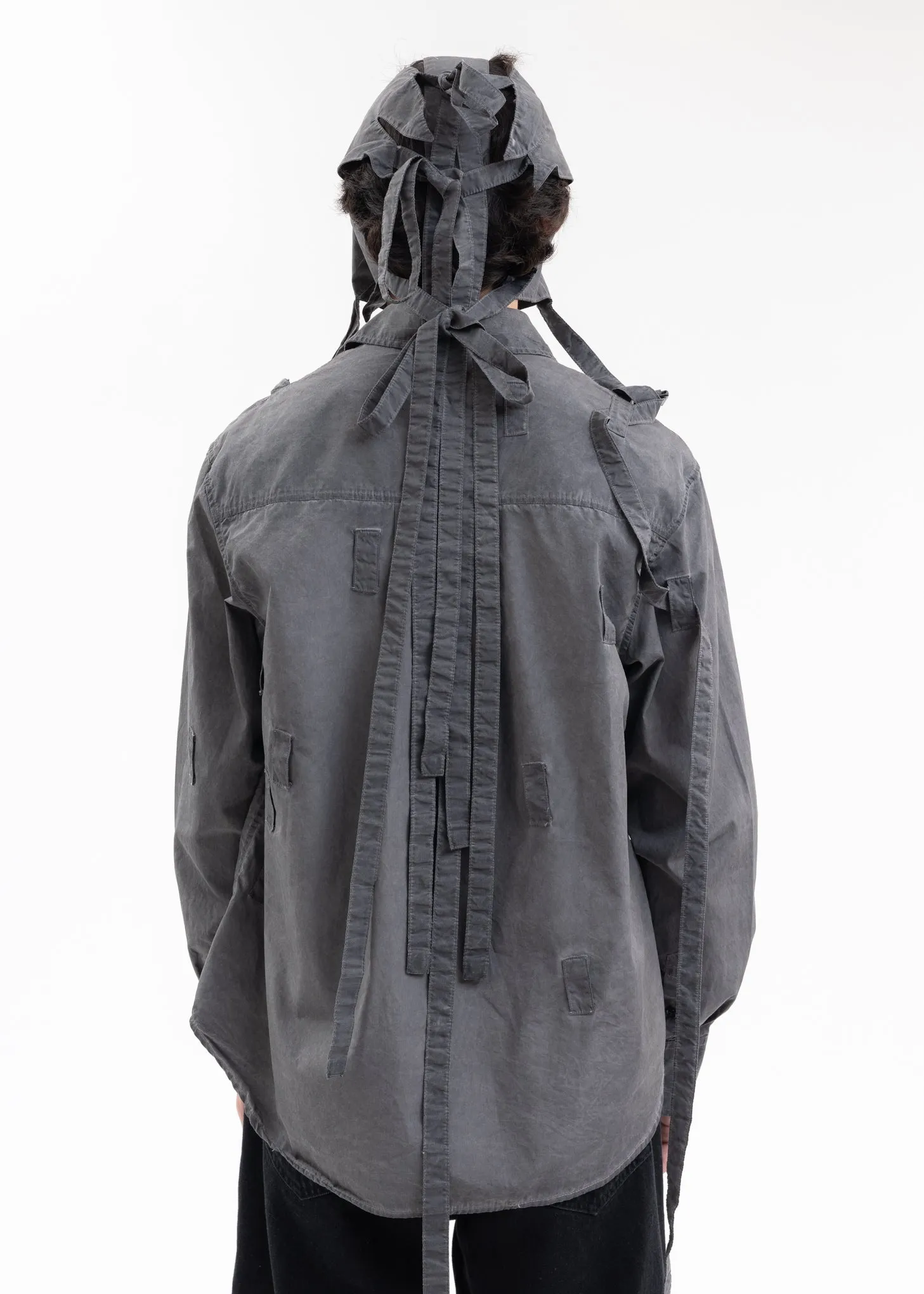 WASH BLACK FLOWER MASK LS SHIRT