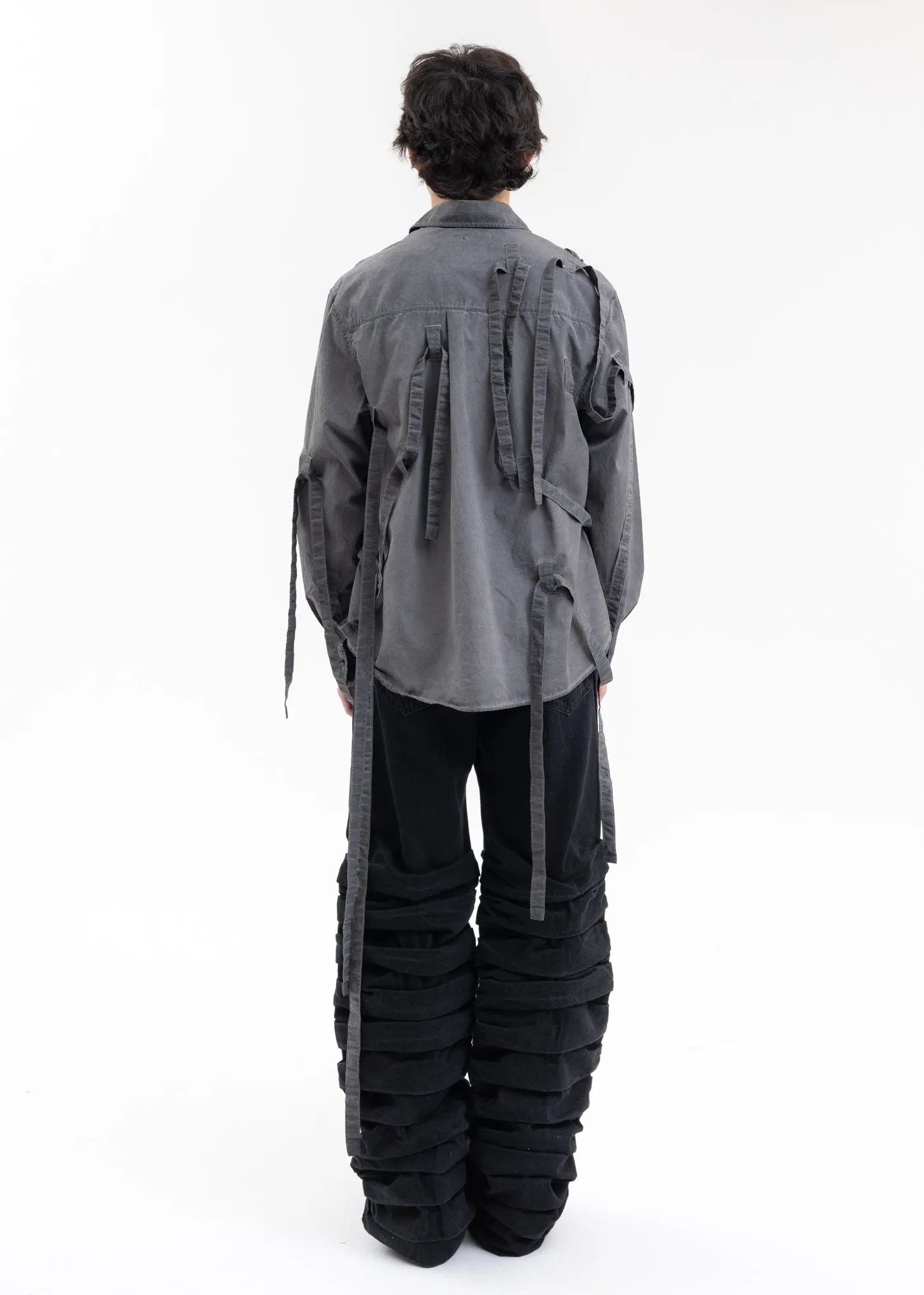 WASH BLACK FLOWER MASK LS SHIRT