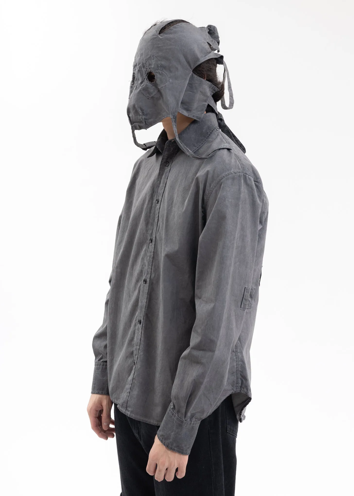 WASH BLACK FLOWER MASK LS SHIRT