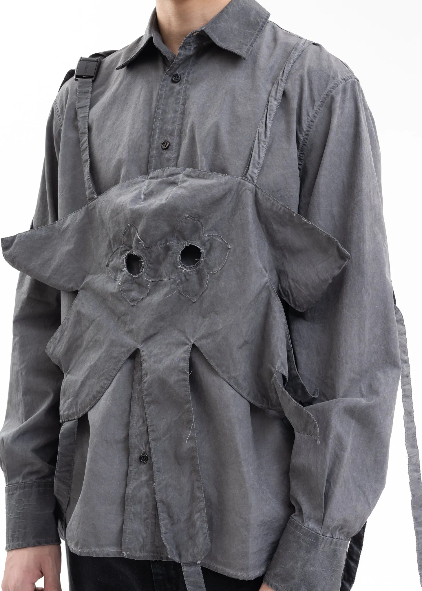 WASH BLACK FLOWER MASK LS SHIRT