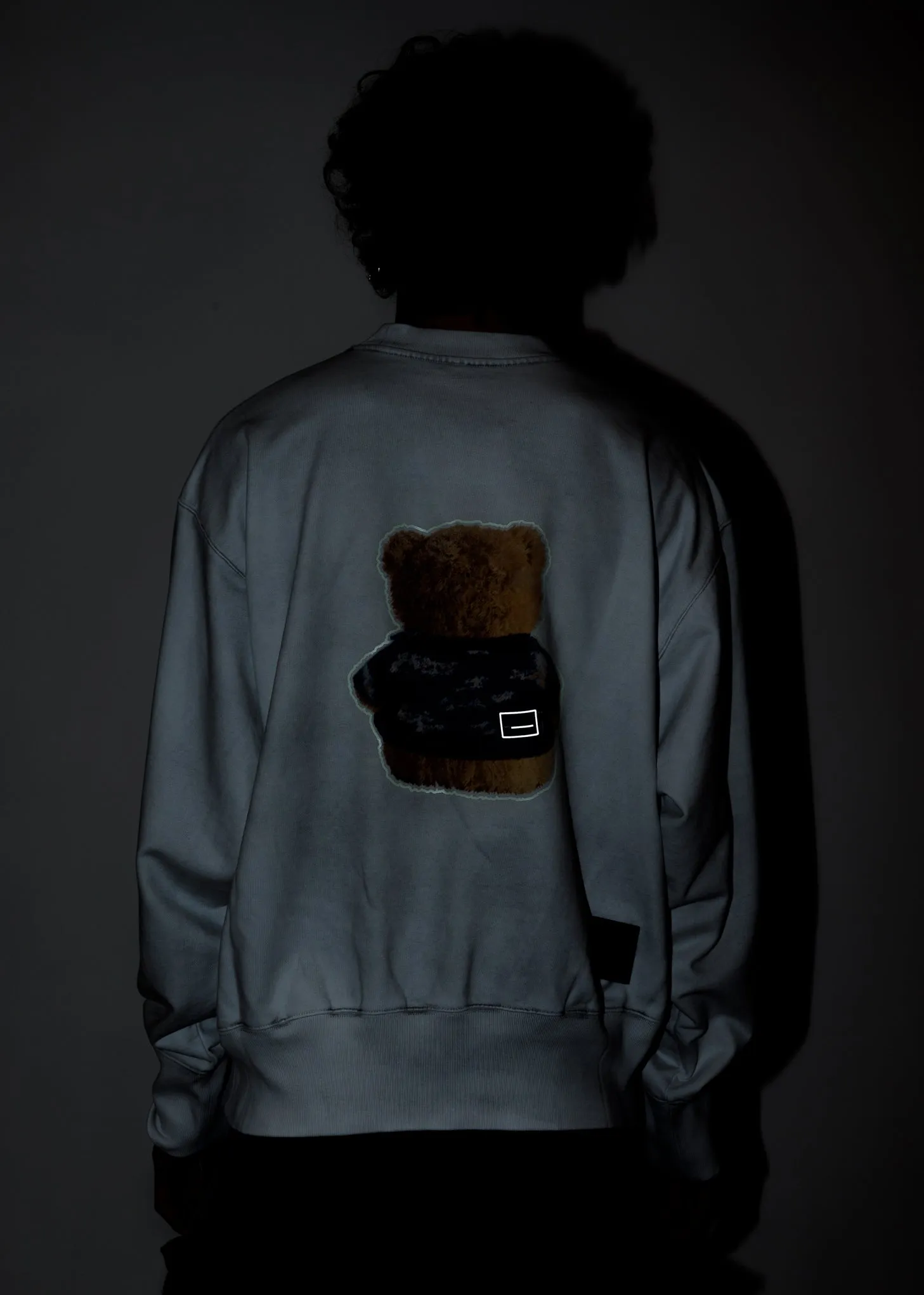 White Denim Jacket Teddy Sweater (Reflect)