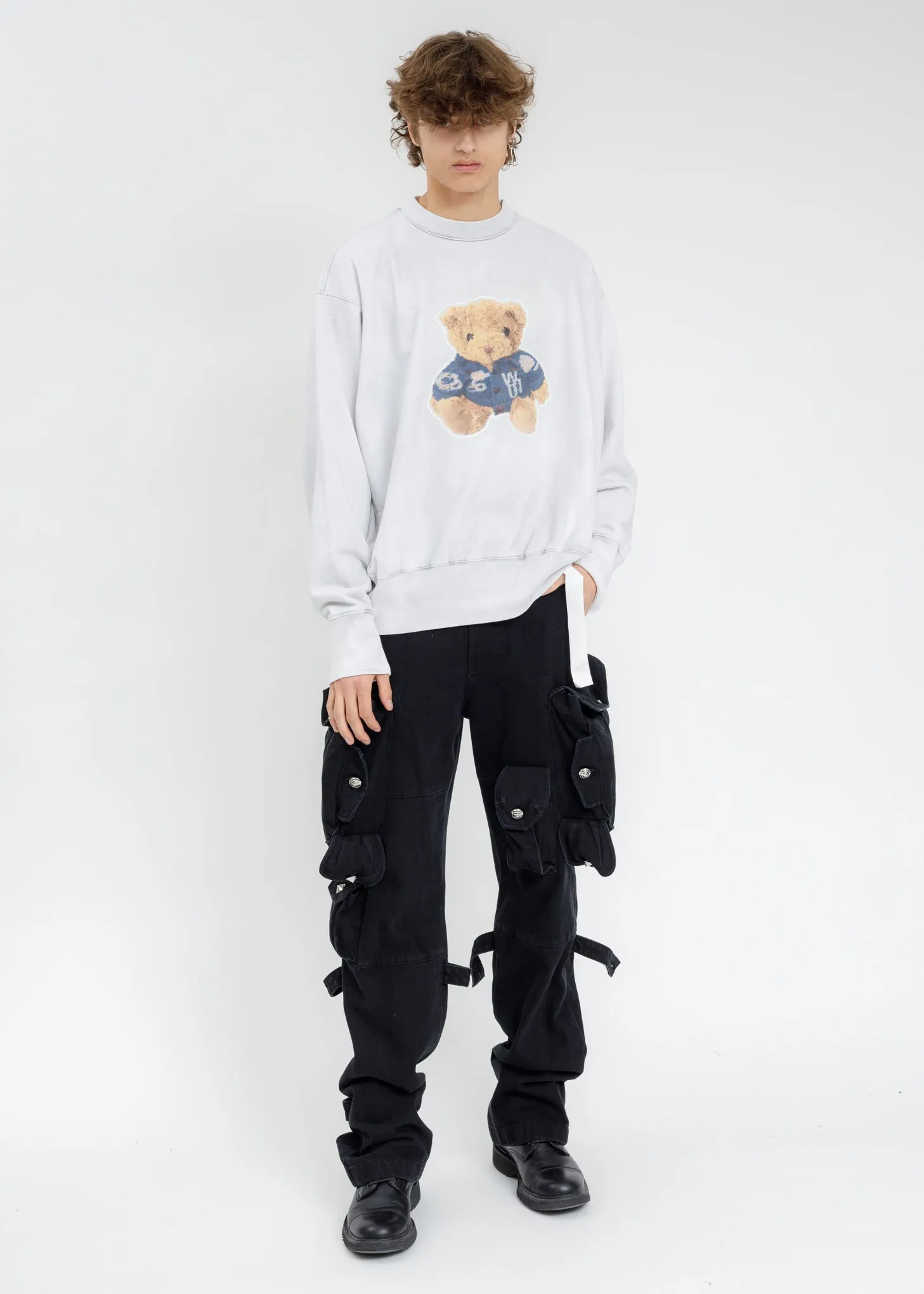 White Denim Jacket Teddy Sweater (Reflect)