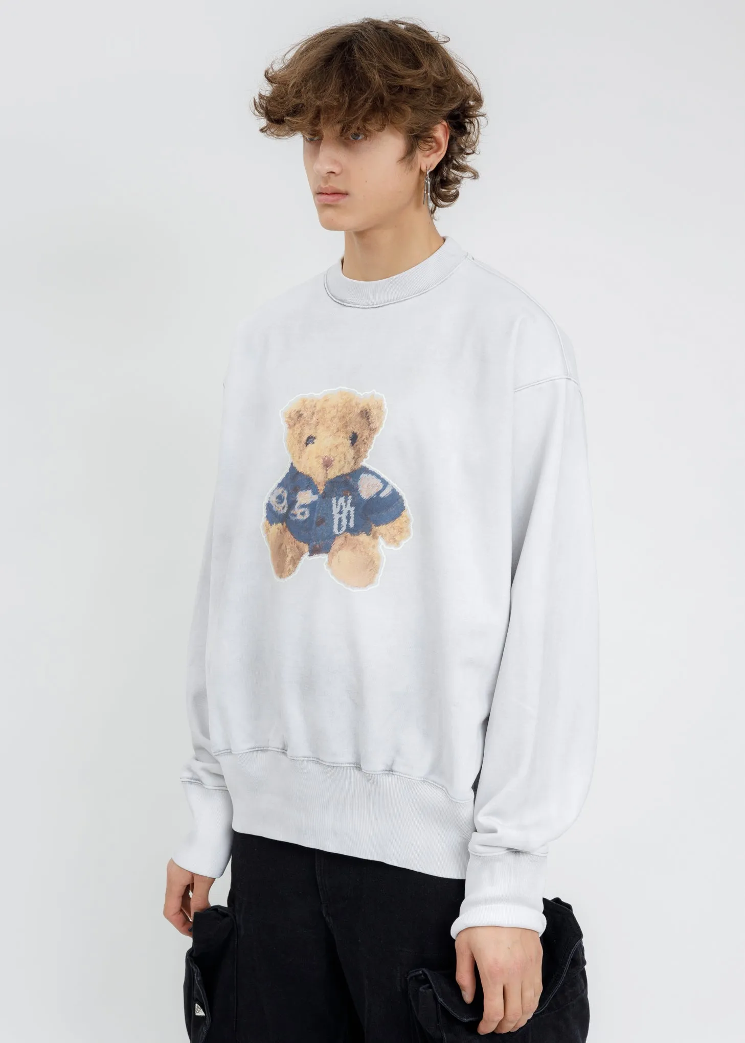 White Denim Jacket Teddy Sweater (Reflect)