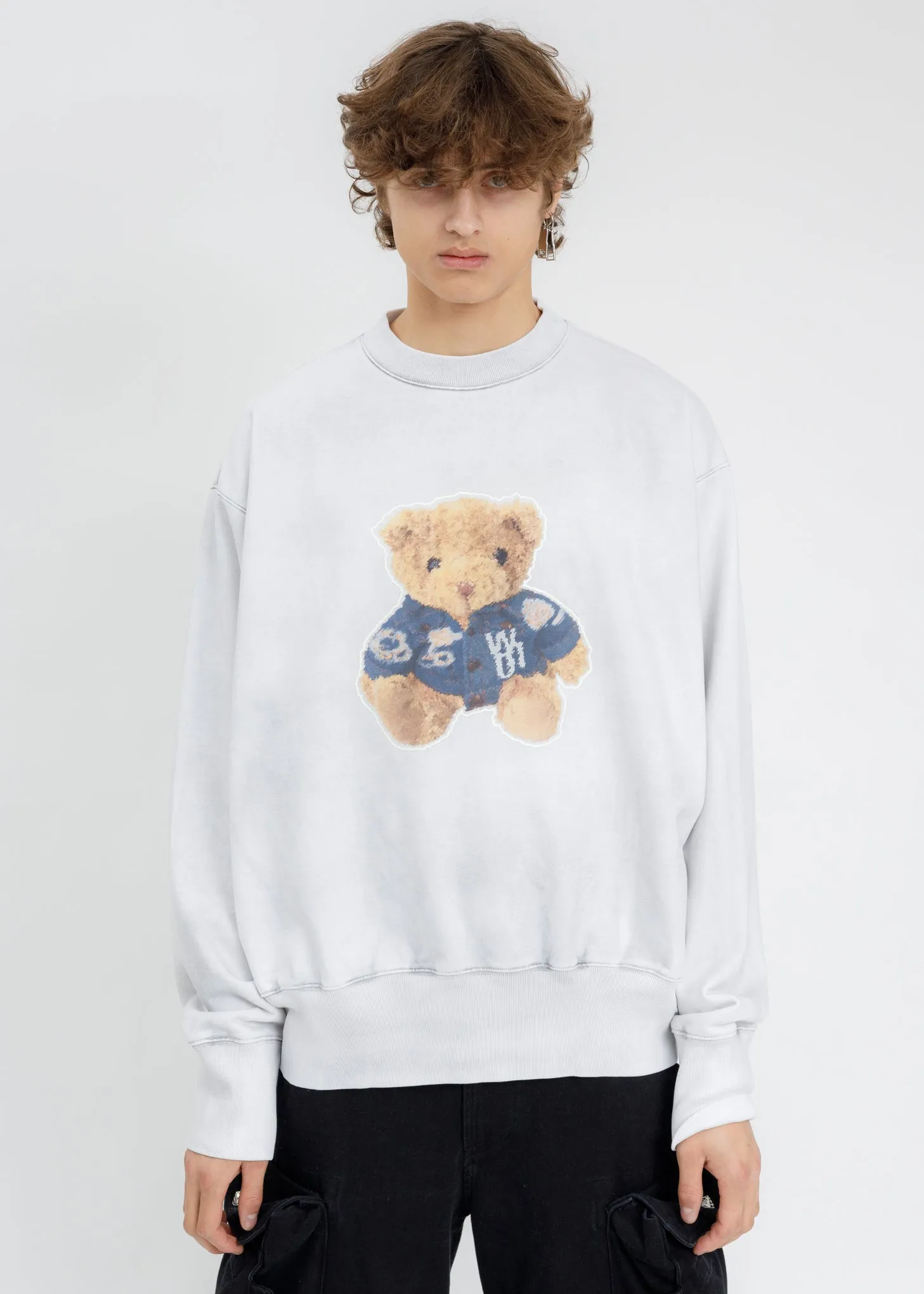 White Denim Jacket Teddy Sweater (Reflect)