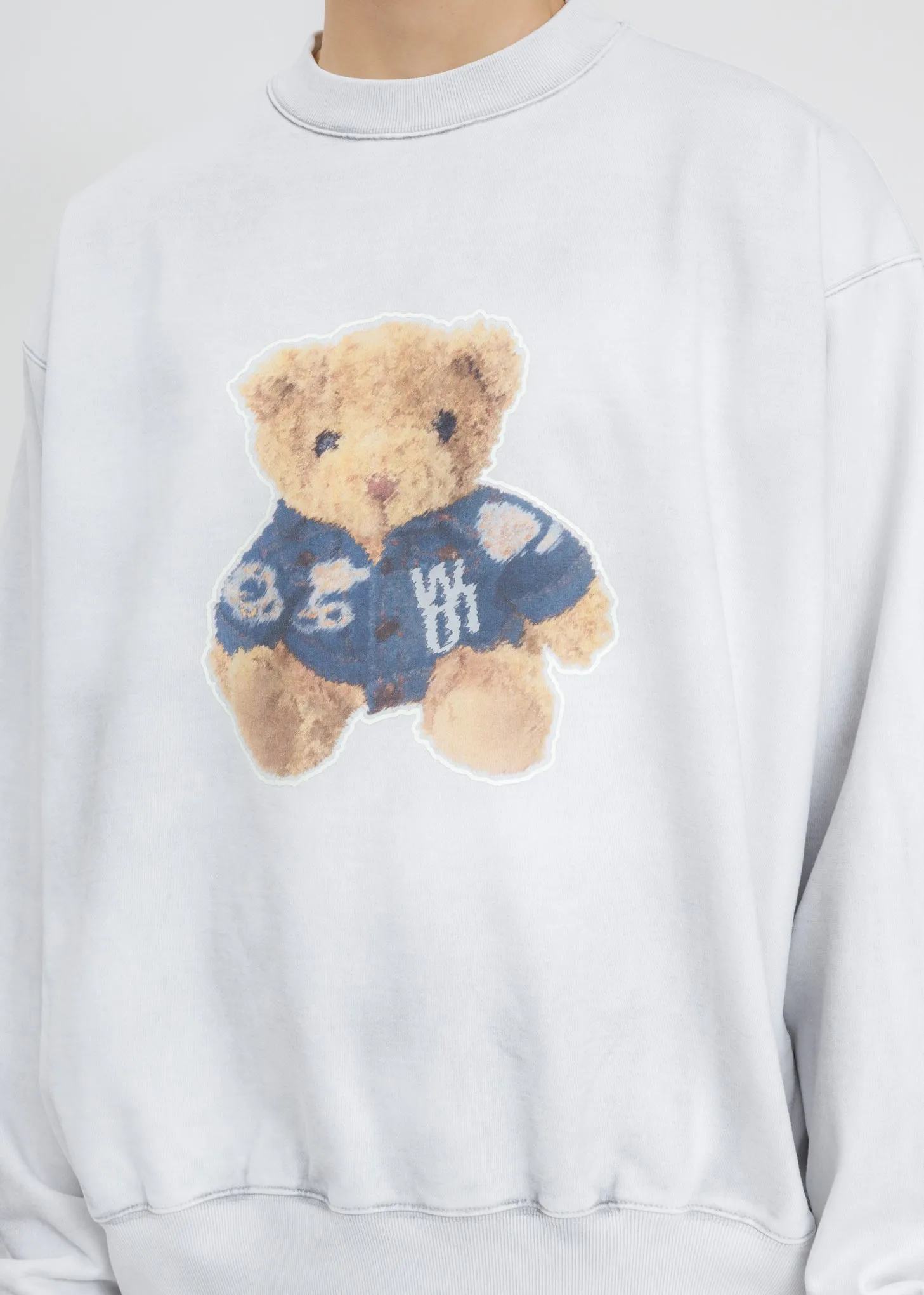 White Denim Jacket Teddy Sweater (Reflect)
