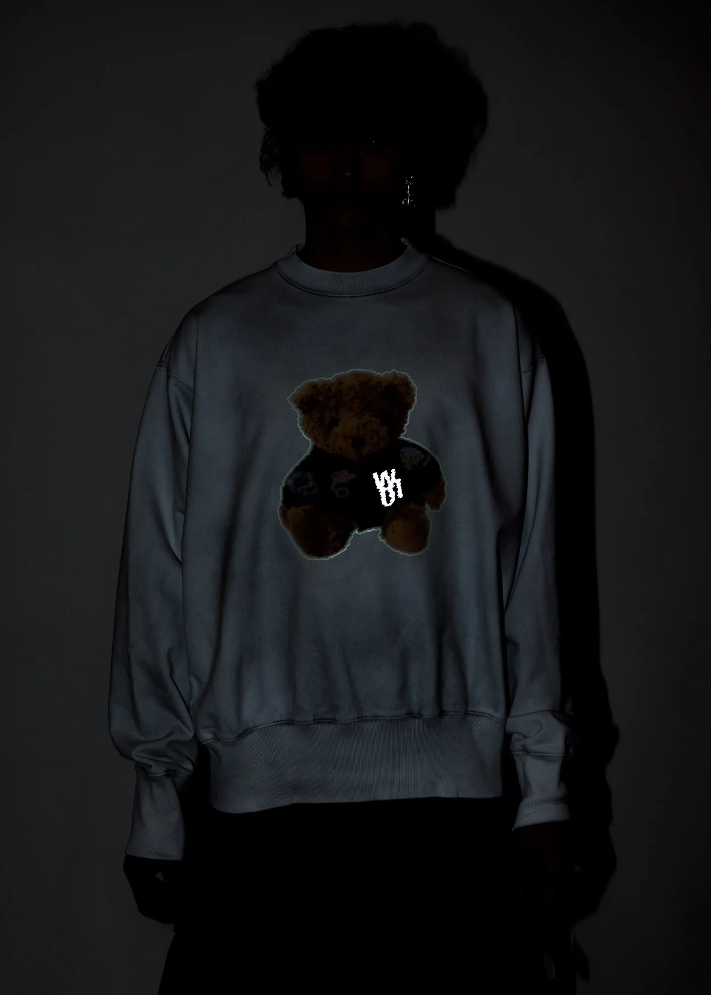 White Denim Jacket Teddy Sweater (Reflect)