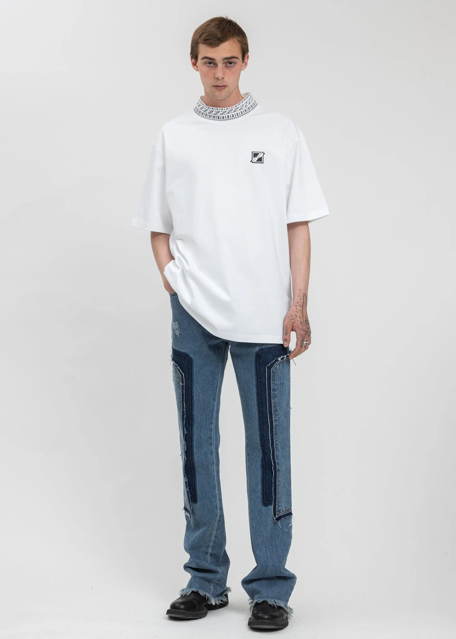 White High Neck Logo 1/2 T-Shirt
