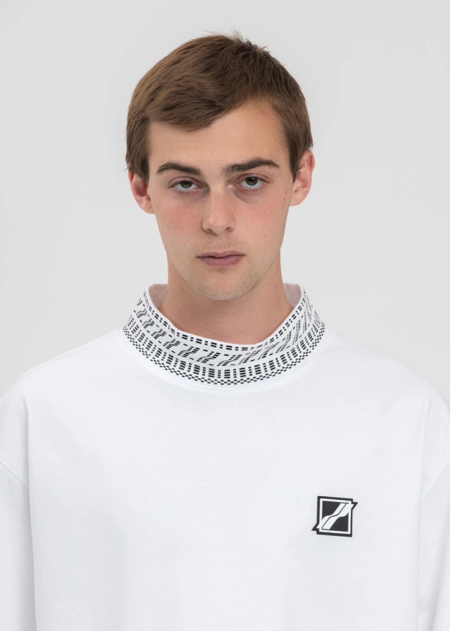 White High Neck Logo 1/2 T-Shirt