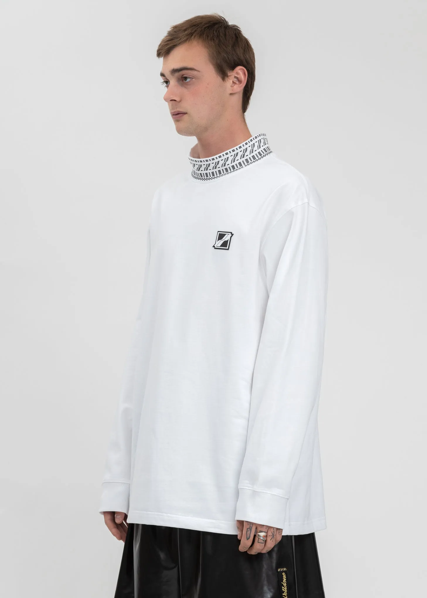 White High Neck Logo Long Sleeves