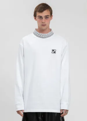 White High Neck Logo Long Sleeves