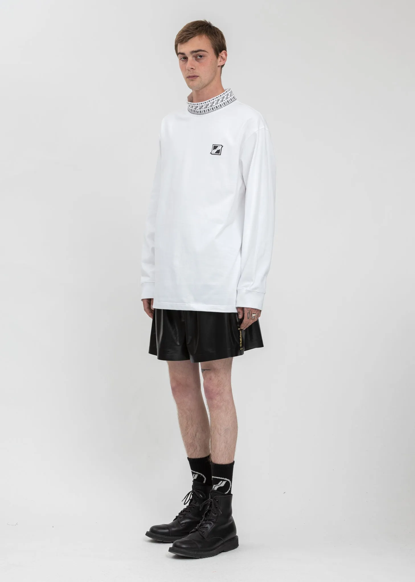 White High Neck Logo Long Sleeves