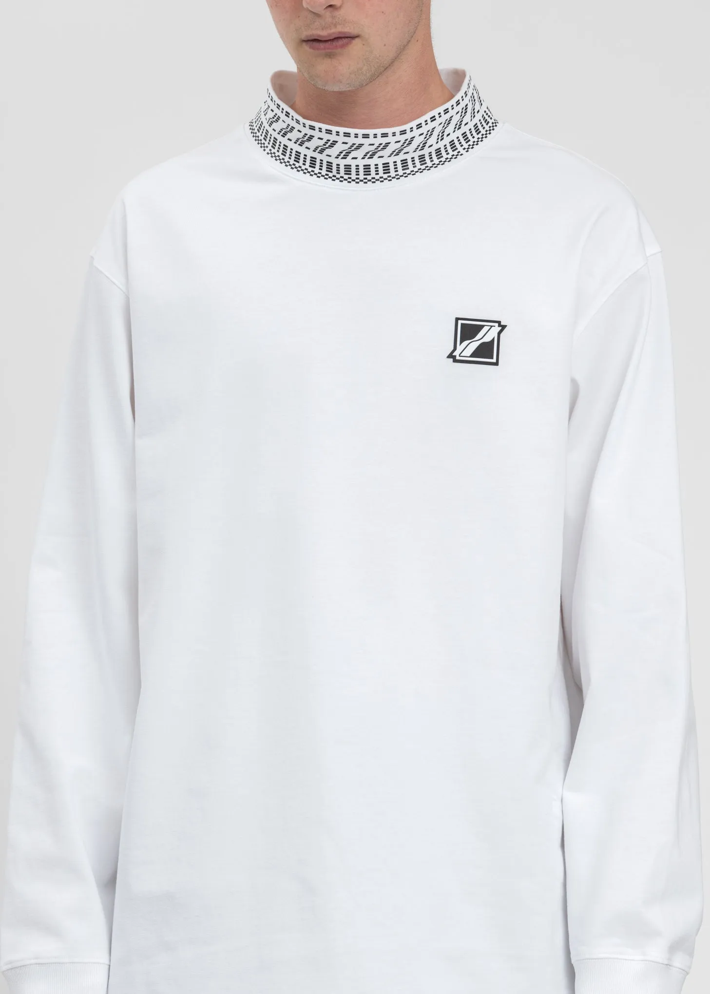 White High Neck Logo Long Sleeves