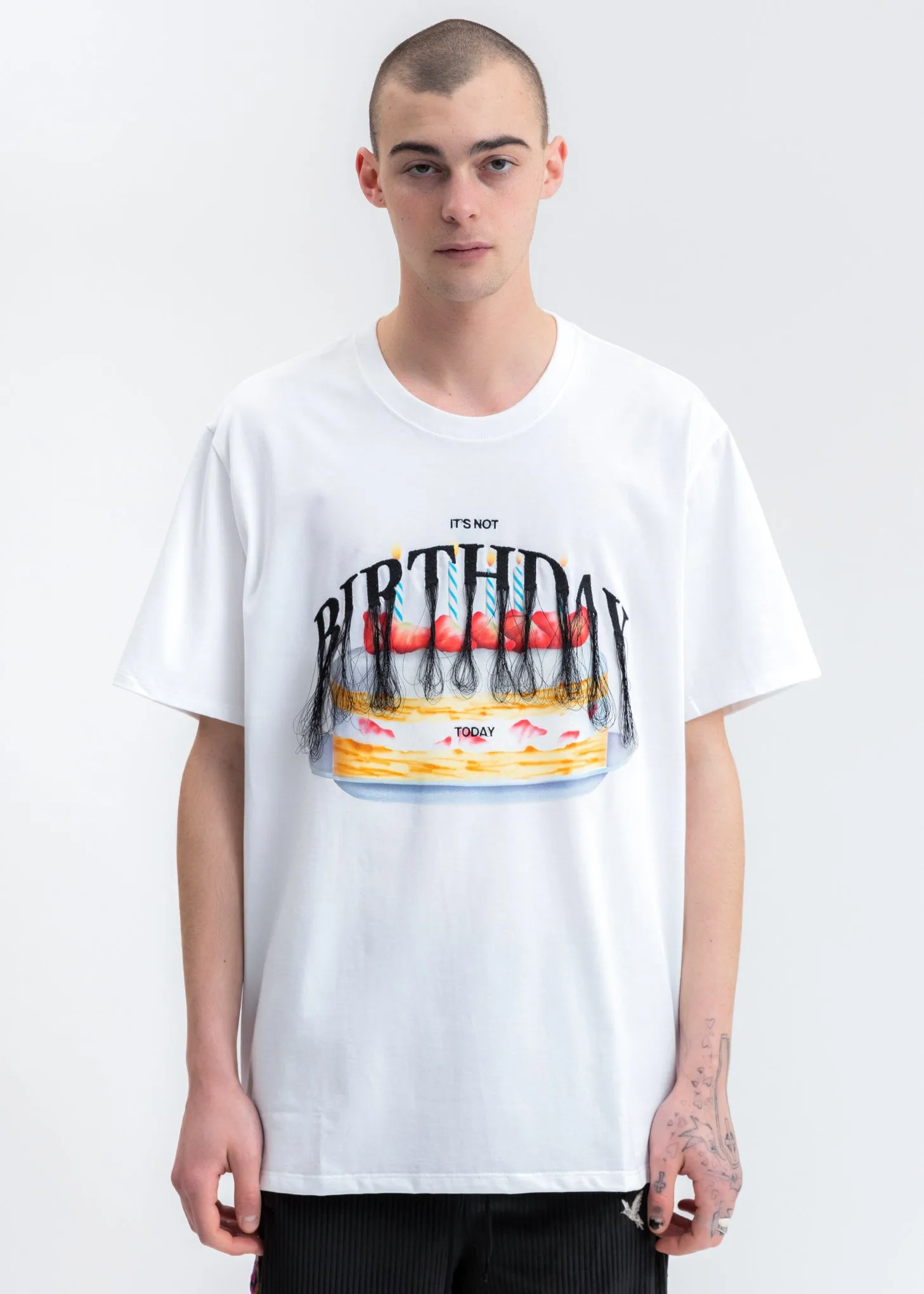 White Not Birthday Embroidery T-Shirt