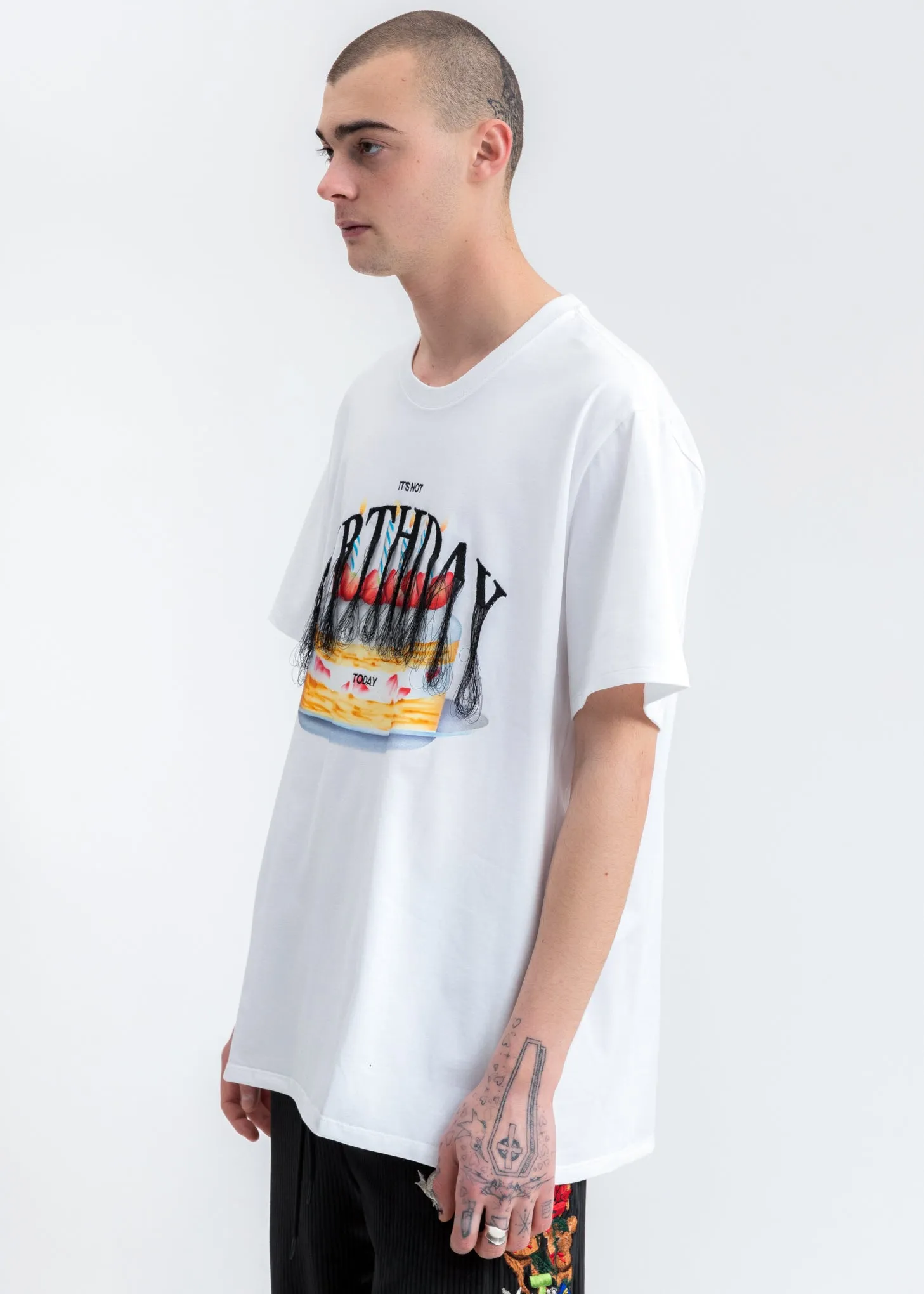 White Not Birthday Embroidery T-Shirt
