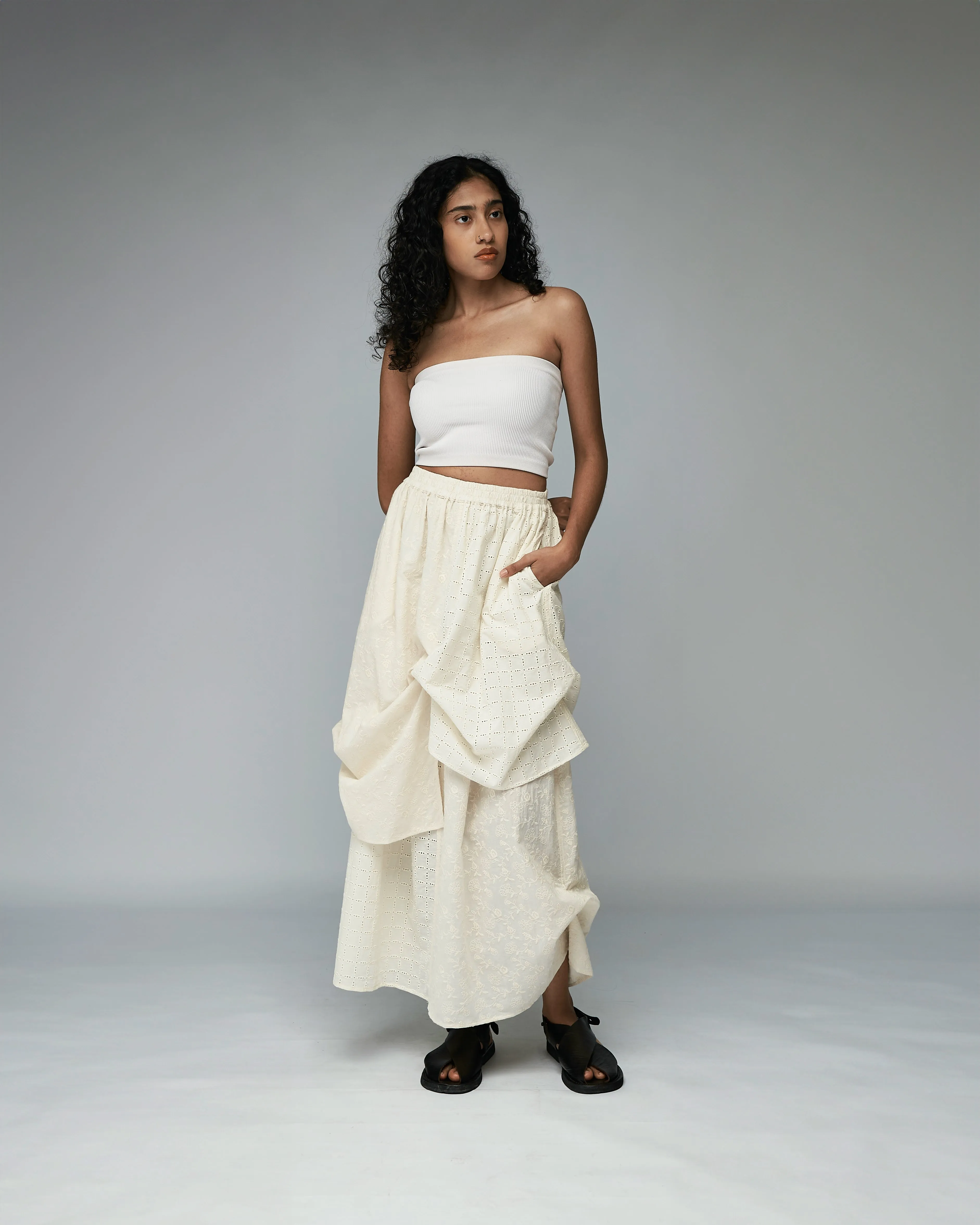 Women: The Layered Skirt (Floral Embroidery)