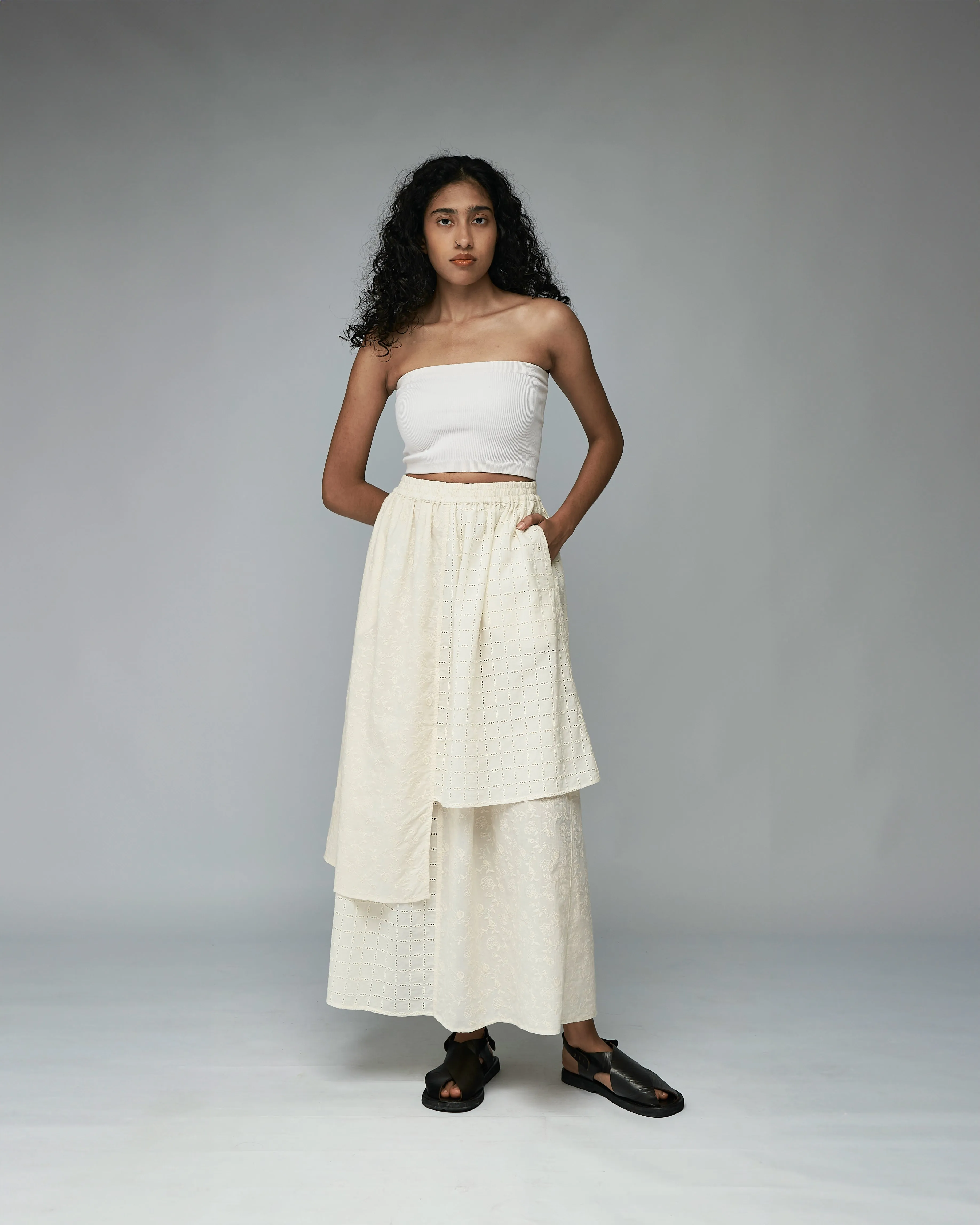Women: The Layered Skirt (Floral Embroidery)