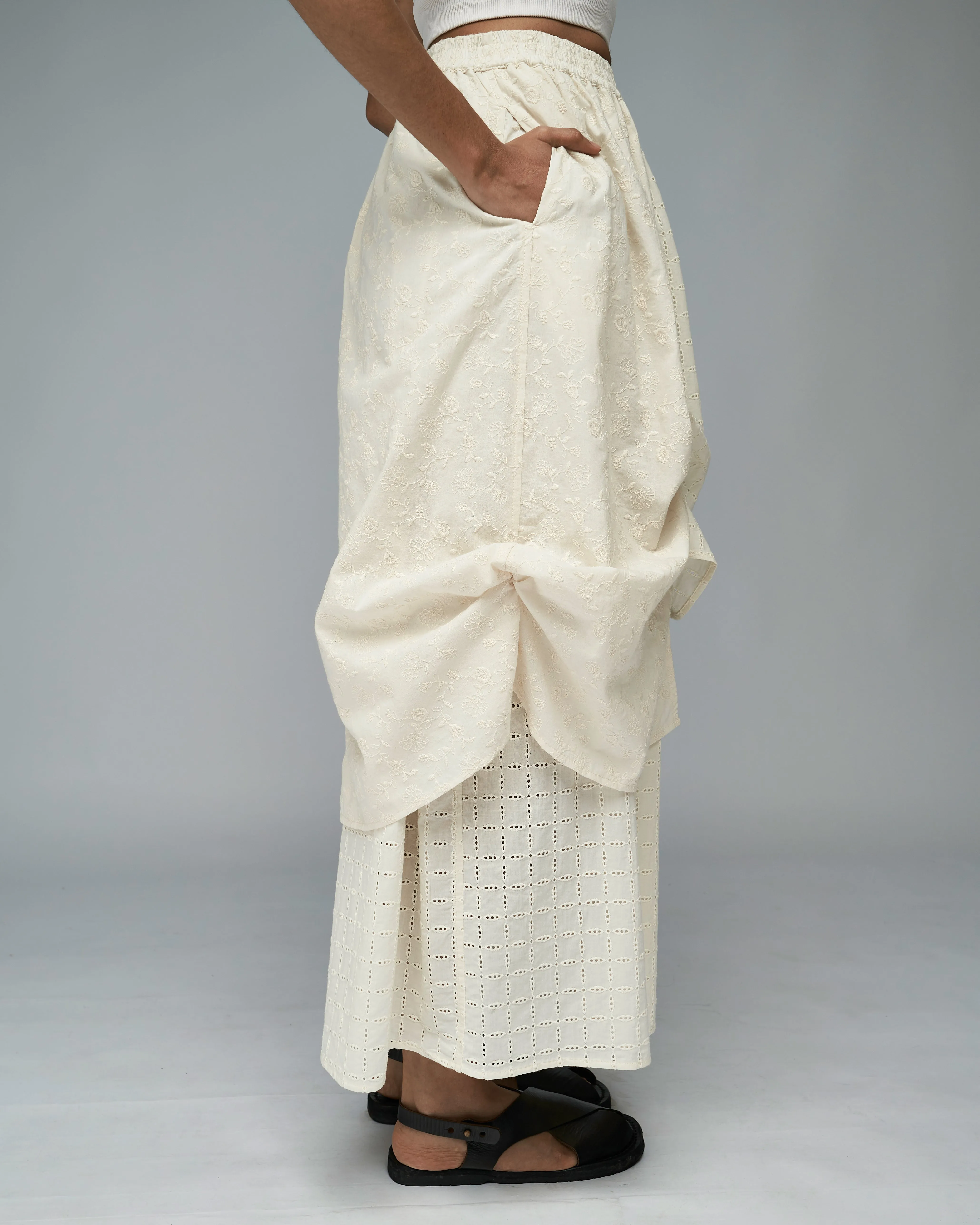 Women: The Layered Skirt (Floral Embroidery)