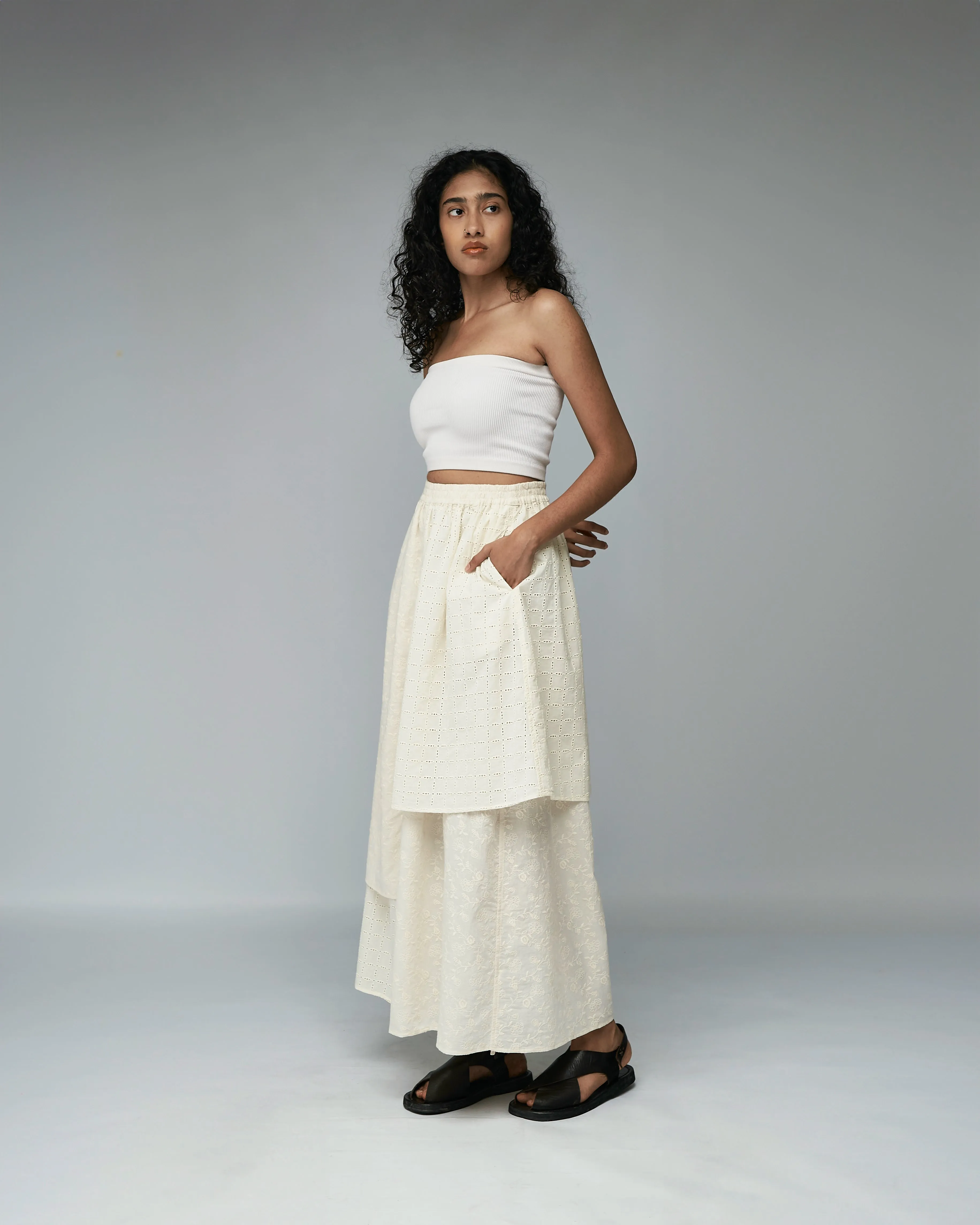 Women: The Layered Skirt (Floral Embroidery)