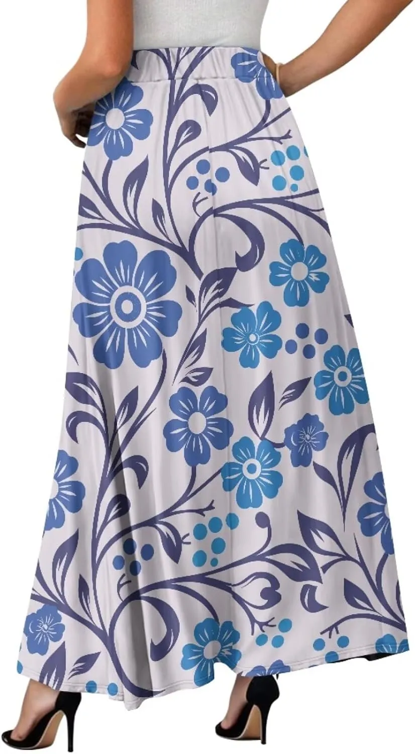 Womens Long Skirts with Pockets Flowy High Waisted Pleated Skirt for Women Daily Maxi Ladies Skirts Plus Size