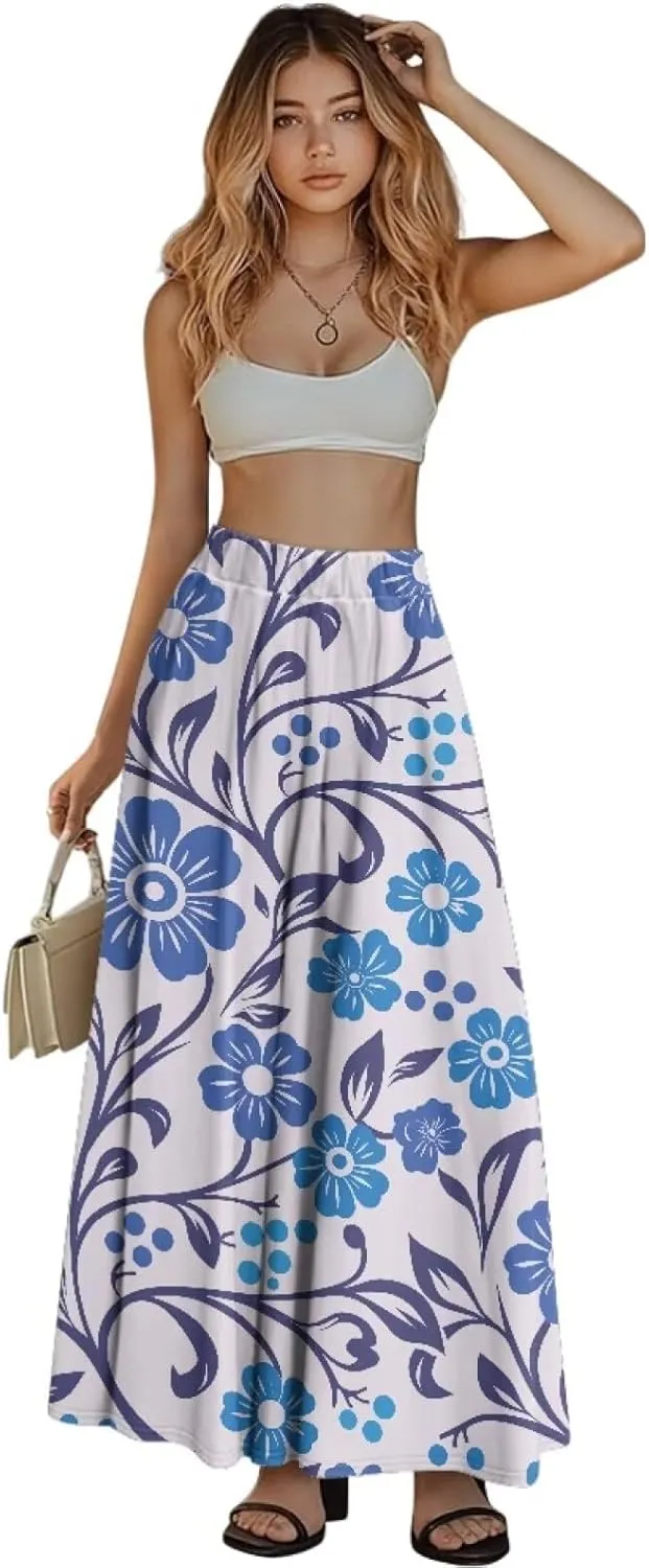 Womens Long Skirts with Pockets Flowy High Waisted Pleated Skirt for Women Daily Maxi Ladies Skirts Plus Size