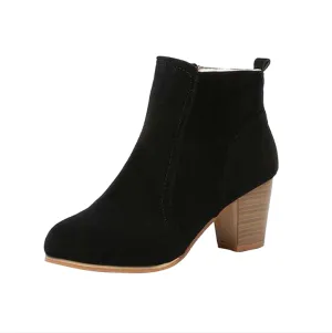 Womens Square Heel Ankle Boots