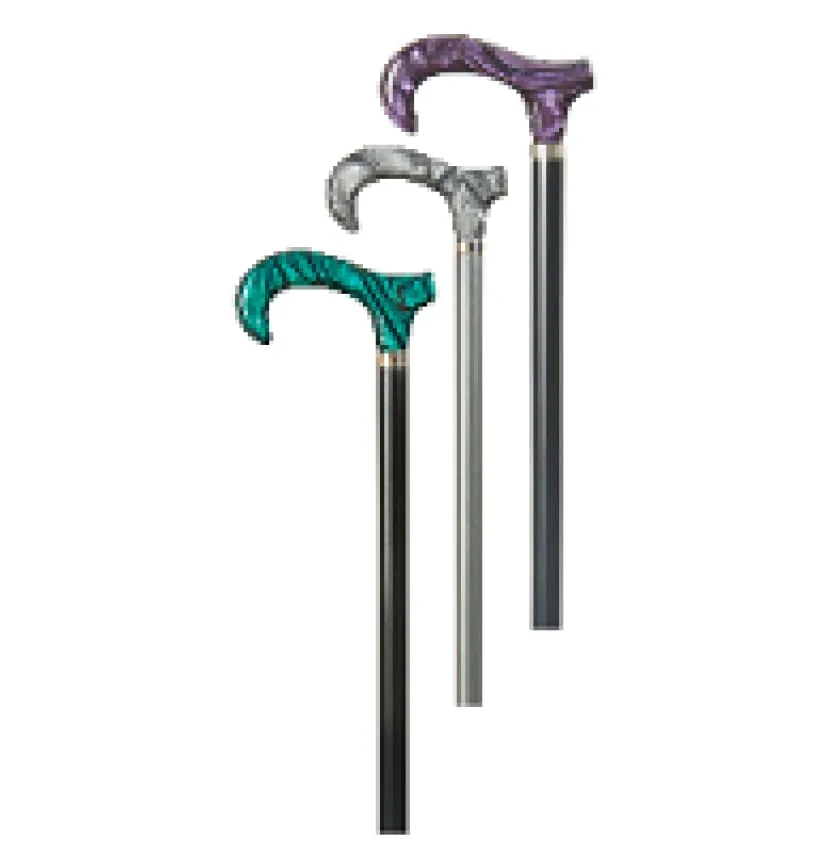 WOOD CANE - ACRYLIC SILVER MARBLE
